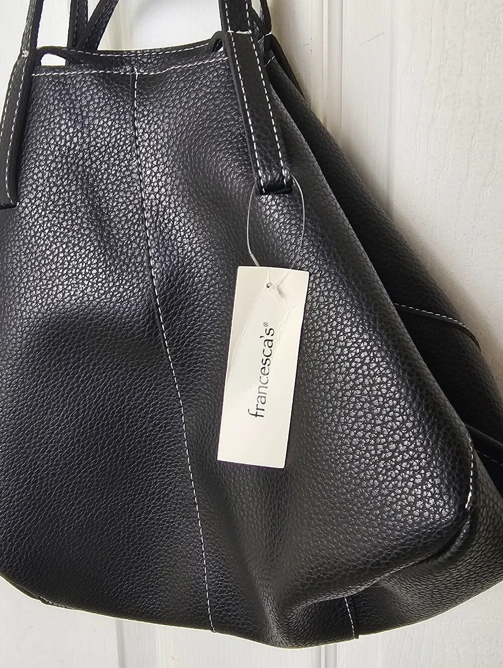 New Francescas Pebbled Leather Over Sized Bucket Bag